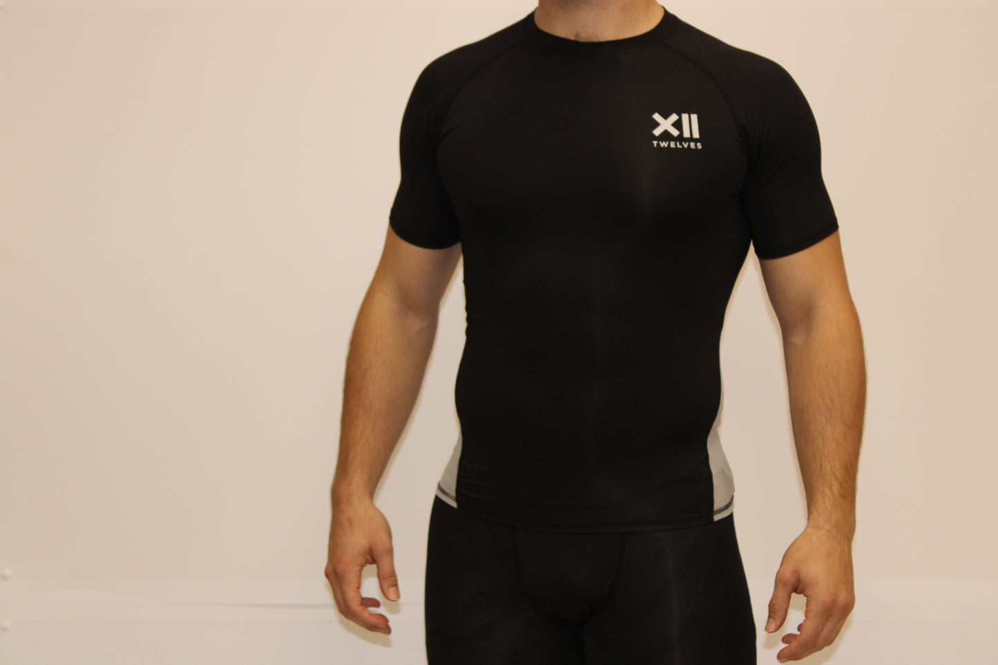 Twelves Short Sleeve Compression Top - Black