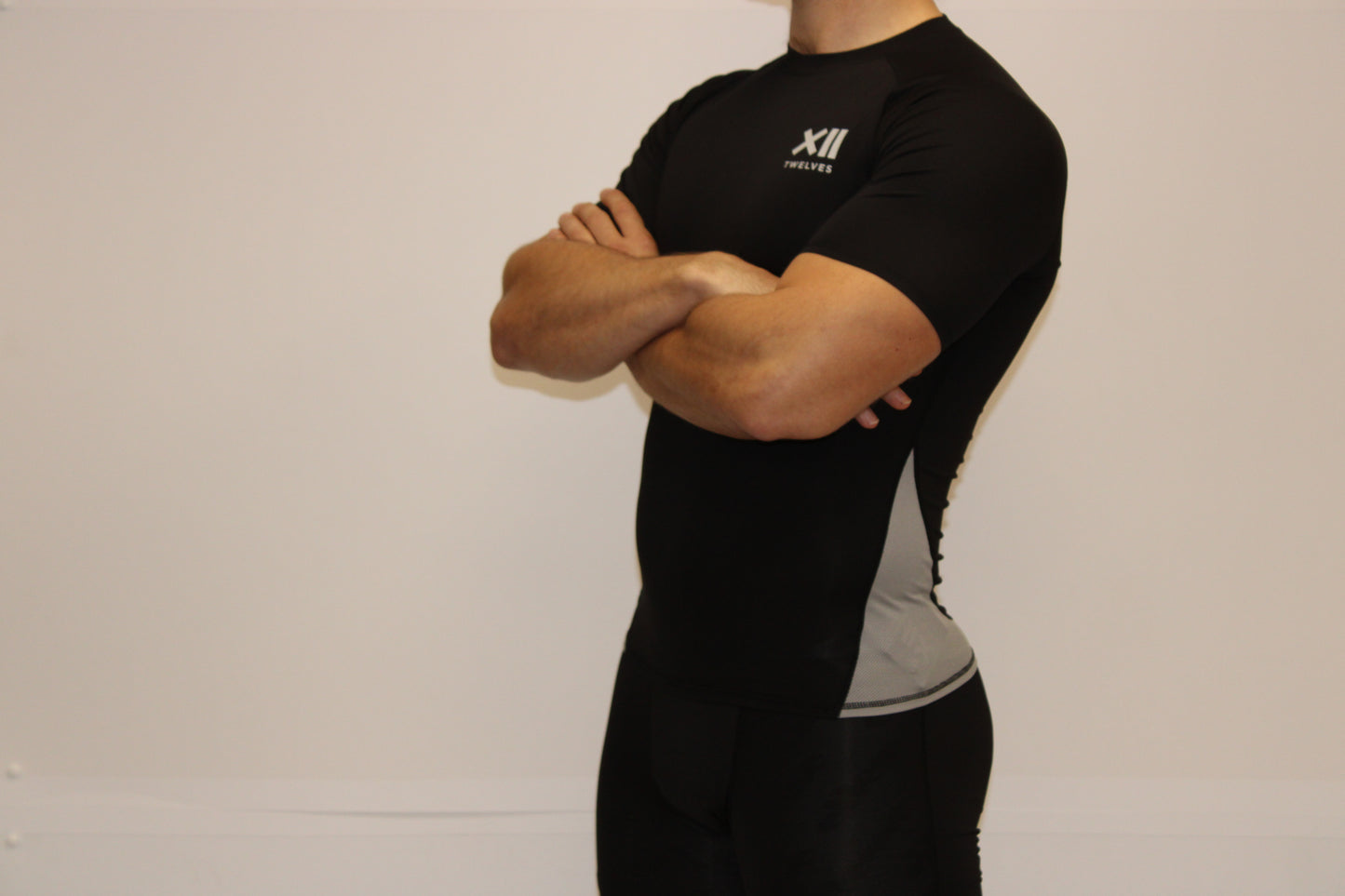 Twelves Short Sleeve Compression Top - Black