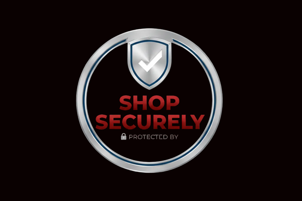shop securely logo in red writing